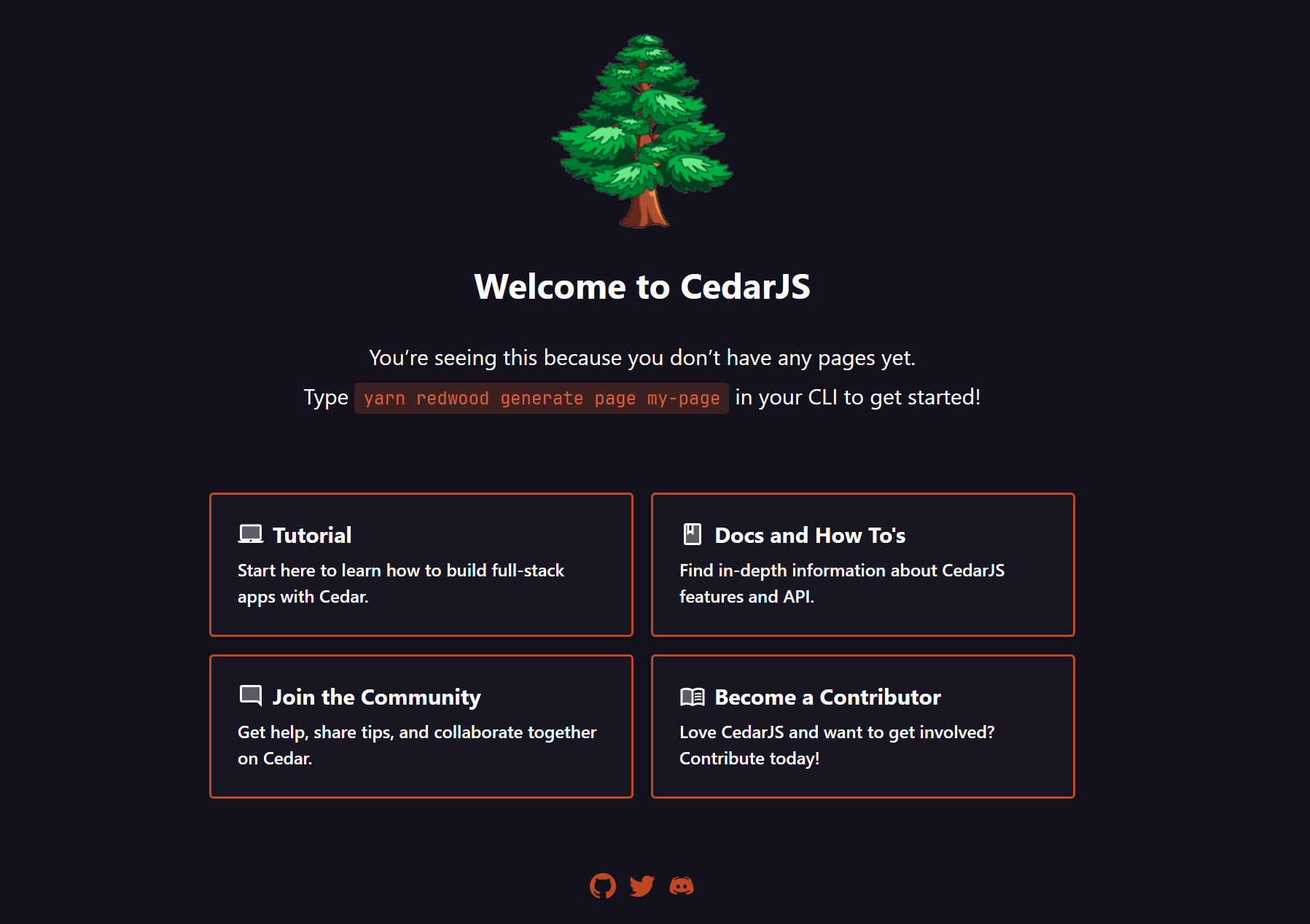 CedarJS Welcome Page